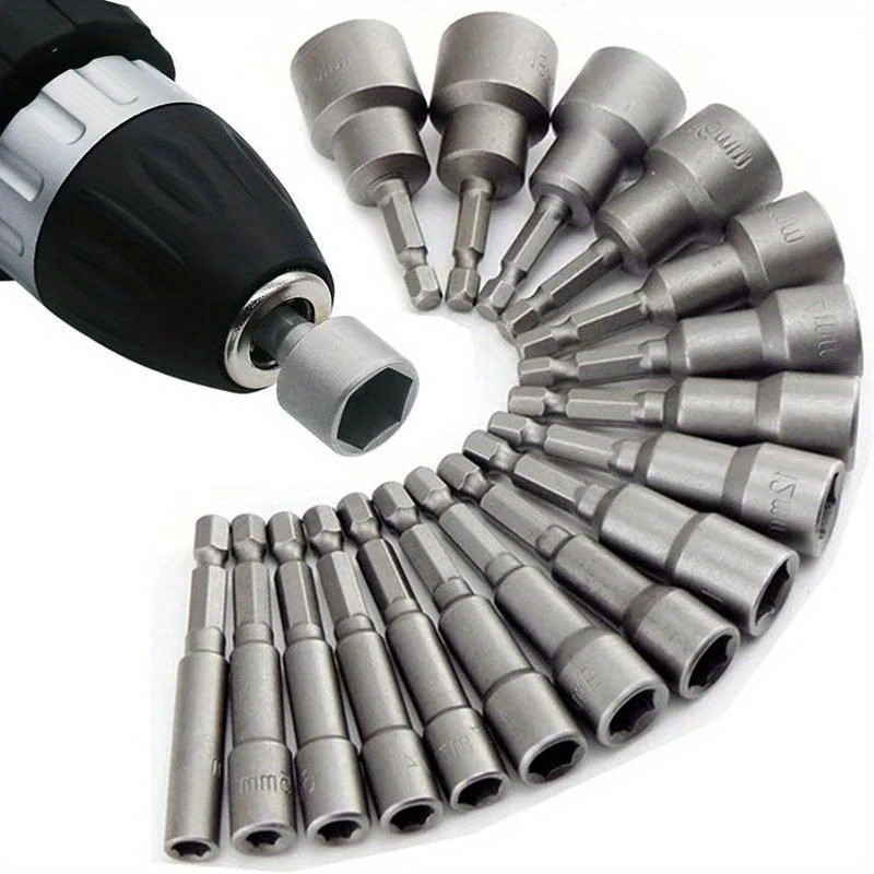 TEMU 23pcs Hex Socket Wrench Set, Screwdriver Bits, Electric Screwdriver Bits, Electric Nutdriver Drill Bits, 1/4" Hex Shank, Crv Screwdriver Bits,