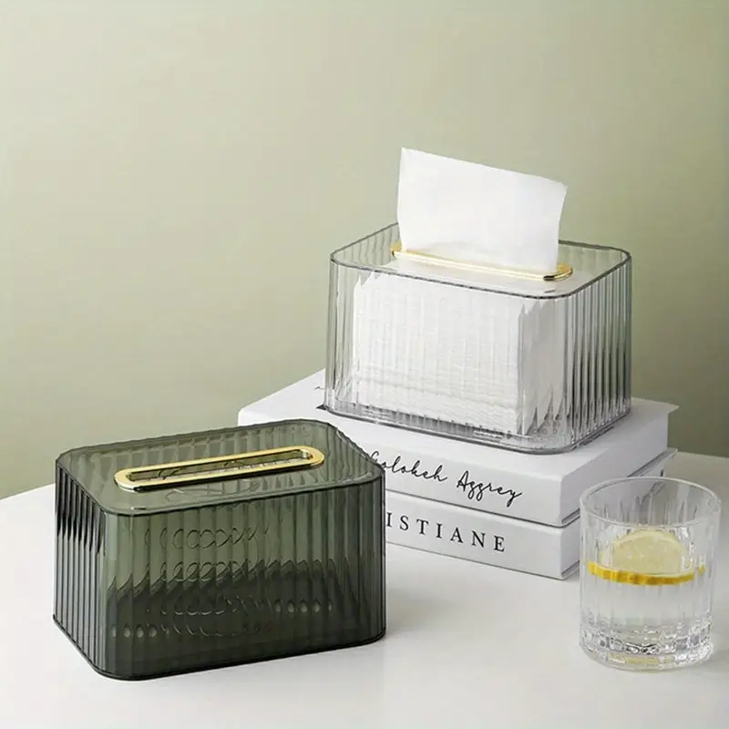 clear tissue box cover with golden handle elegant rectangular design for home bathroom bedroom dresser durable stylish organizer bathroom organizers and storage decorative tissue holder sleek organizer Product details 3