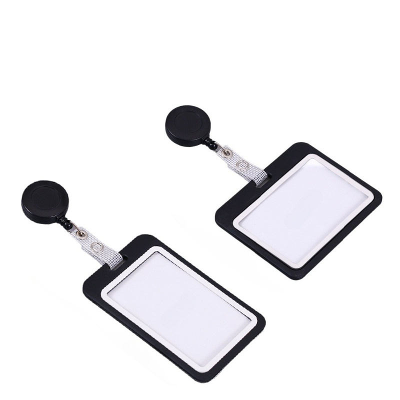 TEMU Lot de 2 cartes d'identité de travail 2D (carte horizontale, carte ) avec pince pour badge et boucle extensible, utilisable des côtés, ensemble