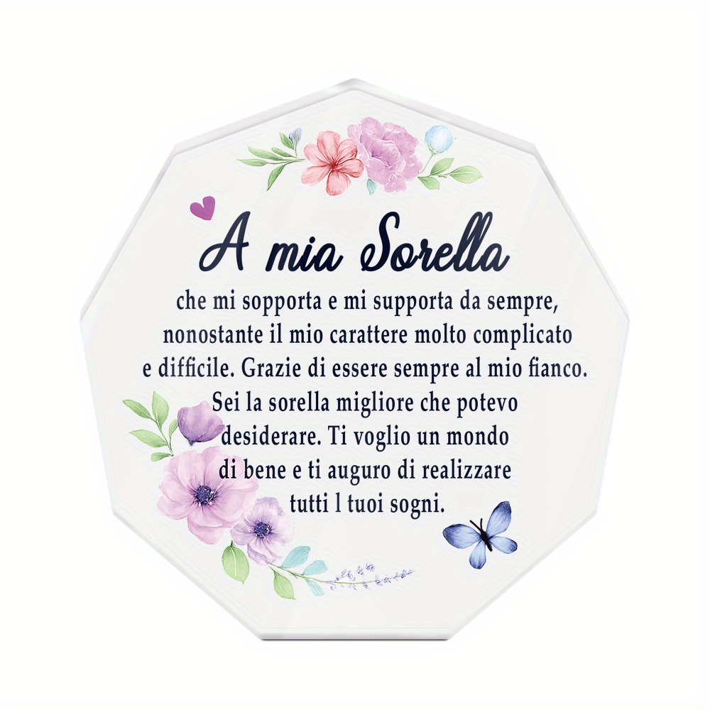 TEMU 2D Piatto, 2D Piatto Putuo Decor 1pz Acrilico a Forma di Nonagono Decorazione da Tavolo, A Mia Sorella, Decorazione da Scrivania per Sorella,