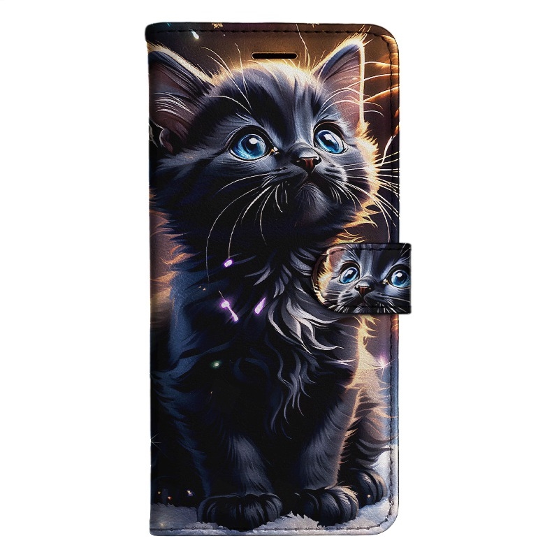 TEMU Phone Case: Black Cat Magnetic Flip Wallet Case With Card Holder Stand Sutible For Redmi Note 7 7s 8 10t 11 11se 12r 11t 12s 12 12t 13 13r 14 9s