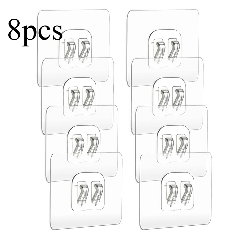 TEMU 8pcs Shower Shelf Adhesive Replacement Set, Strong Transparent Adhesive Hooks, No-drill Shower Shelf, Shower Adhesive Strips, Shower Adhesive