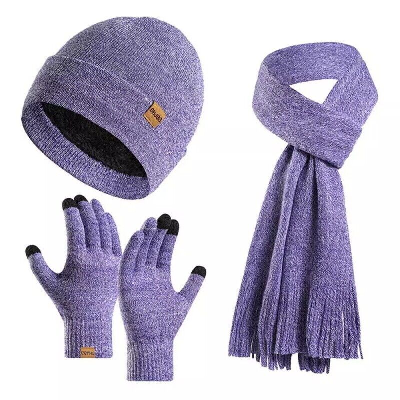 TEMU 3pcs Men' & Women' Winter Hat, Scarf & Gloves Set - Thick Warm Beanie, Neck Warmer & Touchscreen Gloves - Breathable -pilling Weather Outdoors