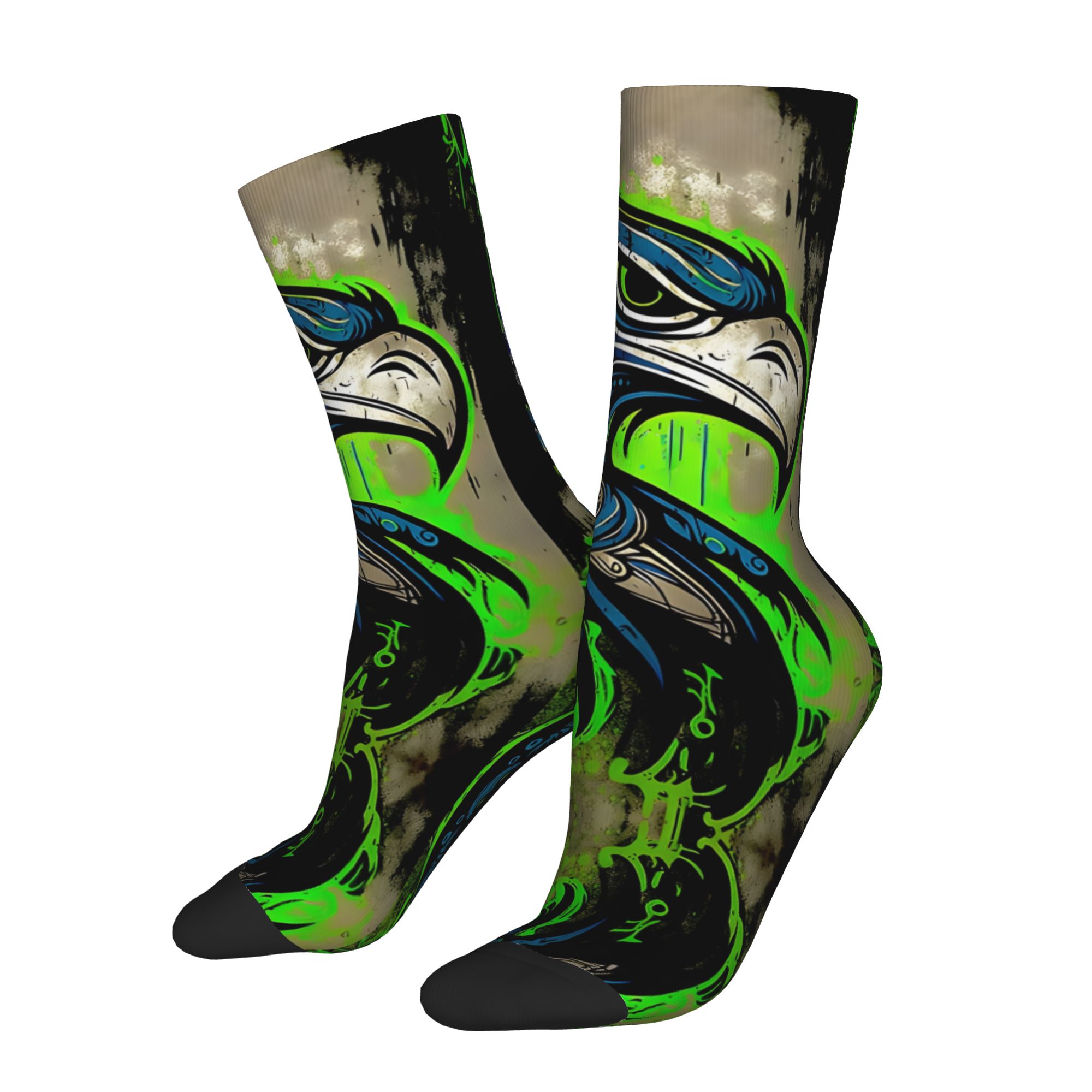 TEMU 1 Pair Valentine's Day Hip Hop Graffiti Retro Inspired Print Crazy Men's Compression Socks Unisex Graffiti Harajuku Seamless Printed Ramadan