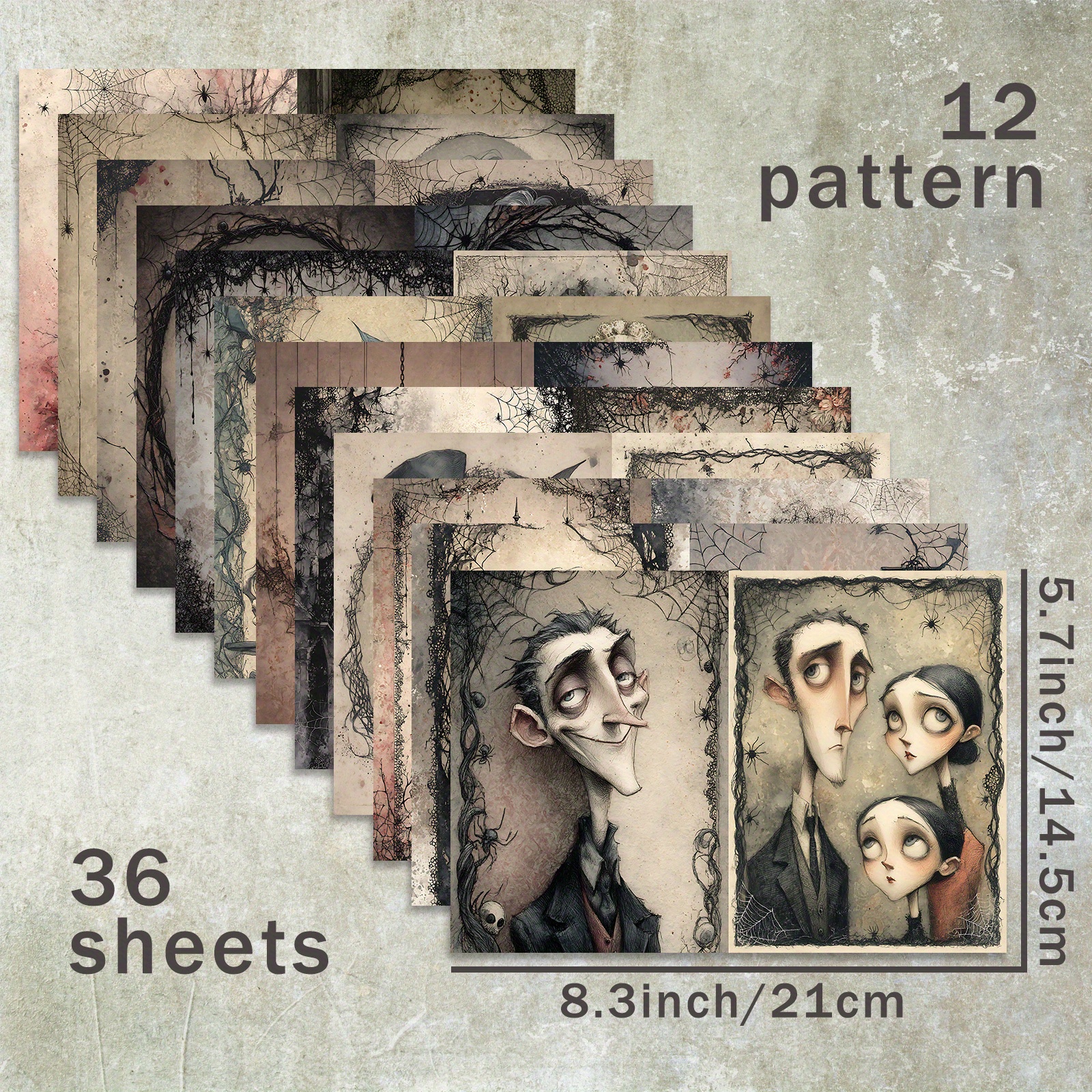 TEMU 36 Sheets A5 Dark Gothic Halloween Backgrounds, Suitable For Bullet Journals, Trash Magazines, And Crafts