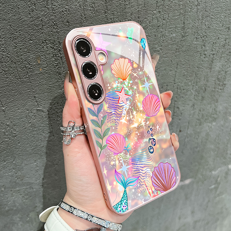 TEMU Phone Case: Shell Pattern Glass Phone Case Compatible With Galaxy