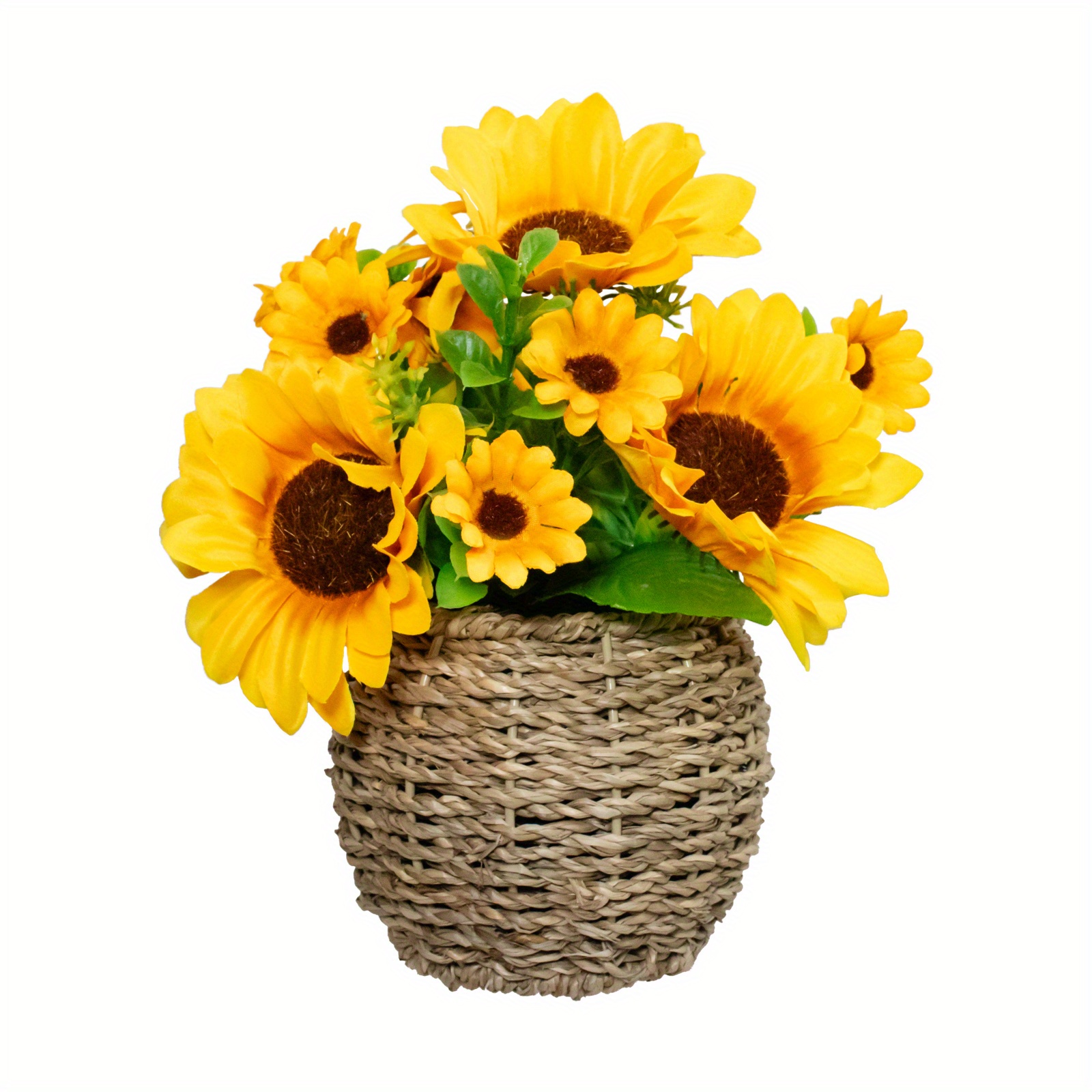 Image of 1pc Realistic Artificial Sunflower Plant With Basket - Fake Flower Suitable For Indoor/outdoor Decor, Low-maintenance Tabletop Faux Sunflower With For Home, Office, For Decoration