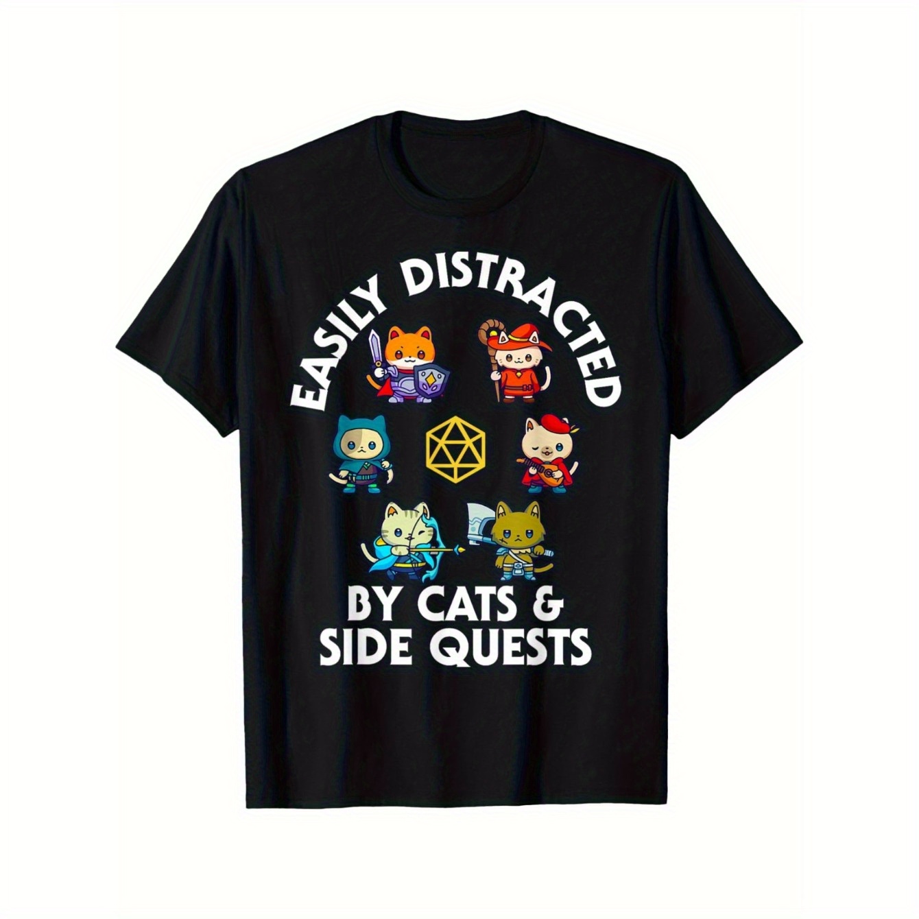 

Rpg Gamer With D20 Dice Graphic | 100% Cotton Casual Crew Neck Tee For Men And Women | Knit Fabric With Slight Stretch | Regular Fit Adult Role-playing Game Shirt