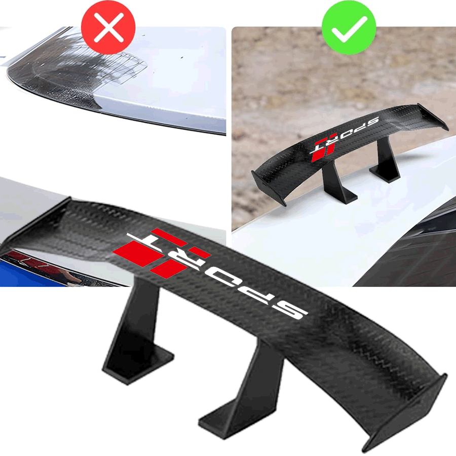 TEMU 1pc Car Mini Tail Wing, Sporty Design, 6.7 Inch Universal Tail Wing Mini Carbon Fiber Texture Cool Decoration, Car Exterior Additions Men And