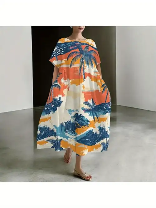 womens hawaiian dress summer casual crewneck short sleeve - Temu womens hawaiian dress summer casual crewneck short sleeve - Temu