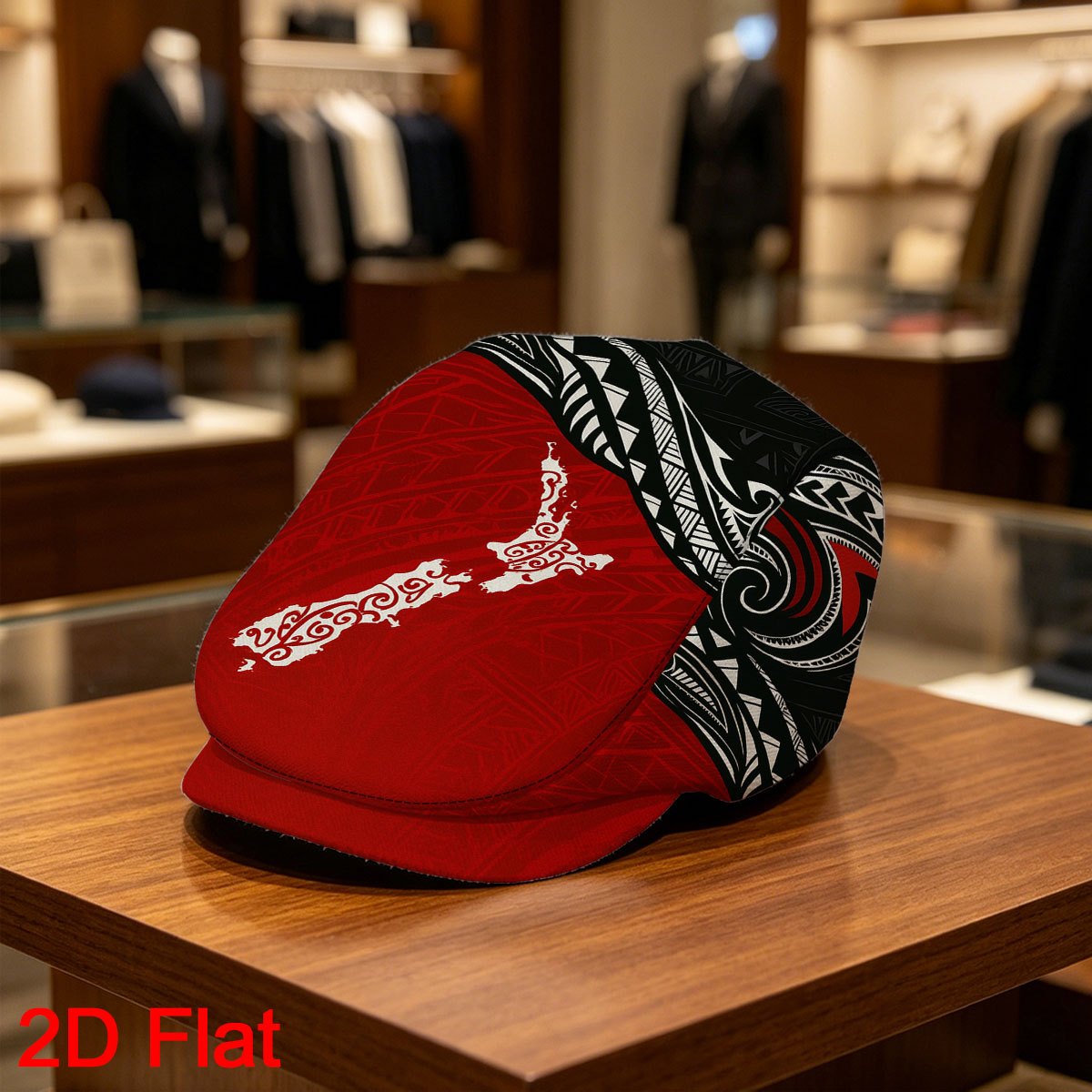 TEMU 1pc 2d Flat With Maori Tattoo Print Vintage Hat Adjustable Flat Men Beret Hat Versatile Durable Headwear Lightweight Design Ideal For Casual