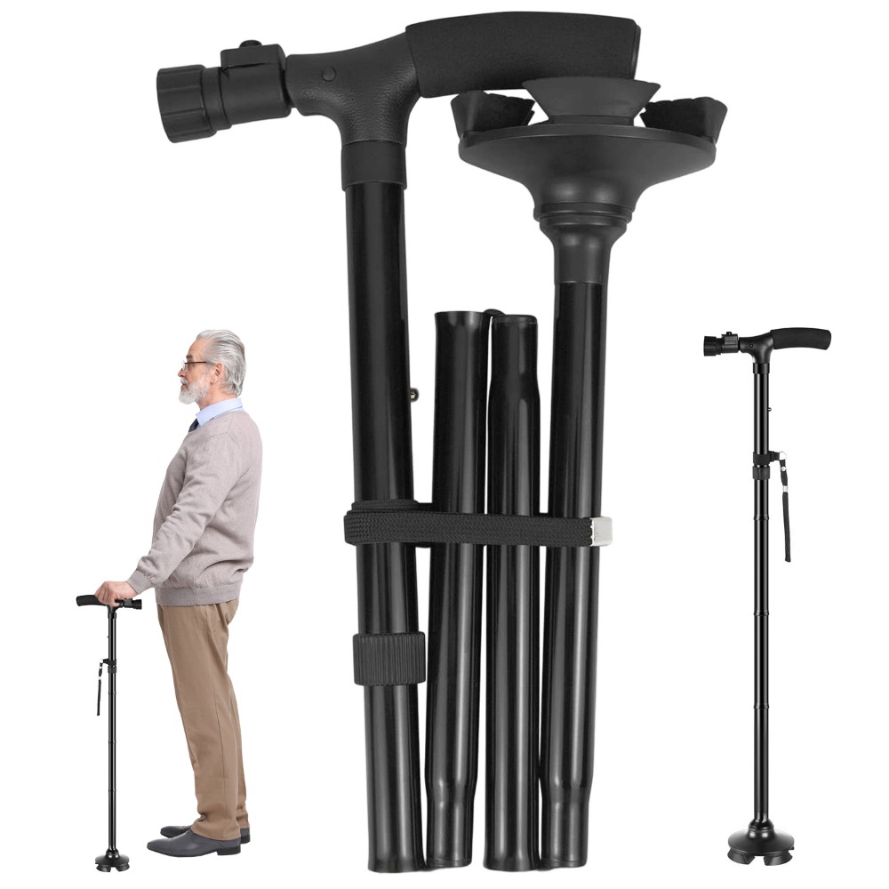 This Foldable Cane Features A Non-slip Rotating Base And 5 Height Adjustments To Suit People Of Different . High-quality, Sturdy, And Durable, Making It Ideal For People With Mobility Impairments.