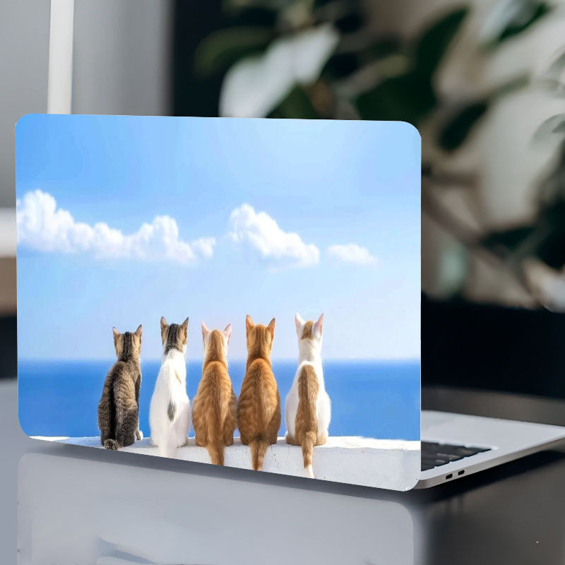immagine dell'articolo adesivo 2d piatto, 1 pz, motivo con silhouette di   gattini carini che guardano  , pellicola     universale per laptop da 12.1, 13, 13.3, 14, 15, 15.4, 15.6 pollici, adesivo universale per rivestimento netbook, decalcomania adesiva per rivestimento laptop, 2d piatto