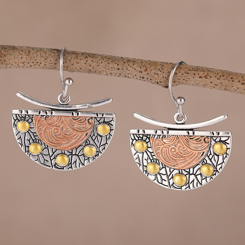 Elegant Semi-circular Dangling Earrings, Handmade Jewelry For Women