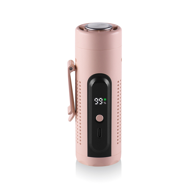 TEMU 20, 000 Rpm Turbo Handheld Fan With Plate 5-speed Adjustable Portable Mini Fan Led Battery Level Display Includes Waist Clip And Flashlight