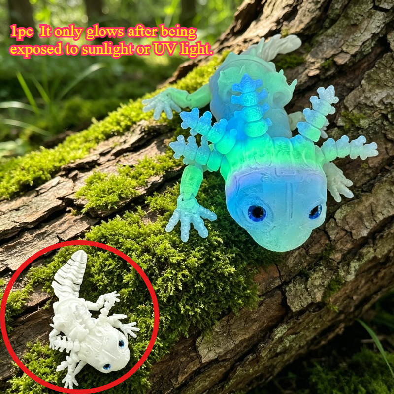 1pc 18cm/7.09inch 3d Printed Mechanical Style Axolotl Ornament, Fully Articulated Movable Joints Salamander Figurine, Realistic Desktop Decor, Creative Gift, Random Luminous Effect