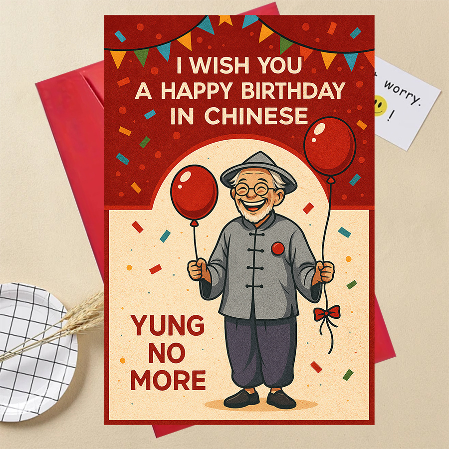 1pc, A Humorous Chinese-themed Birthday Card With An Envelope, Perfect For Celebrating Important Birthdays And Special Occasions With Family, , Or Colleagues