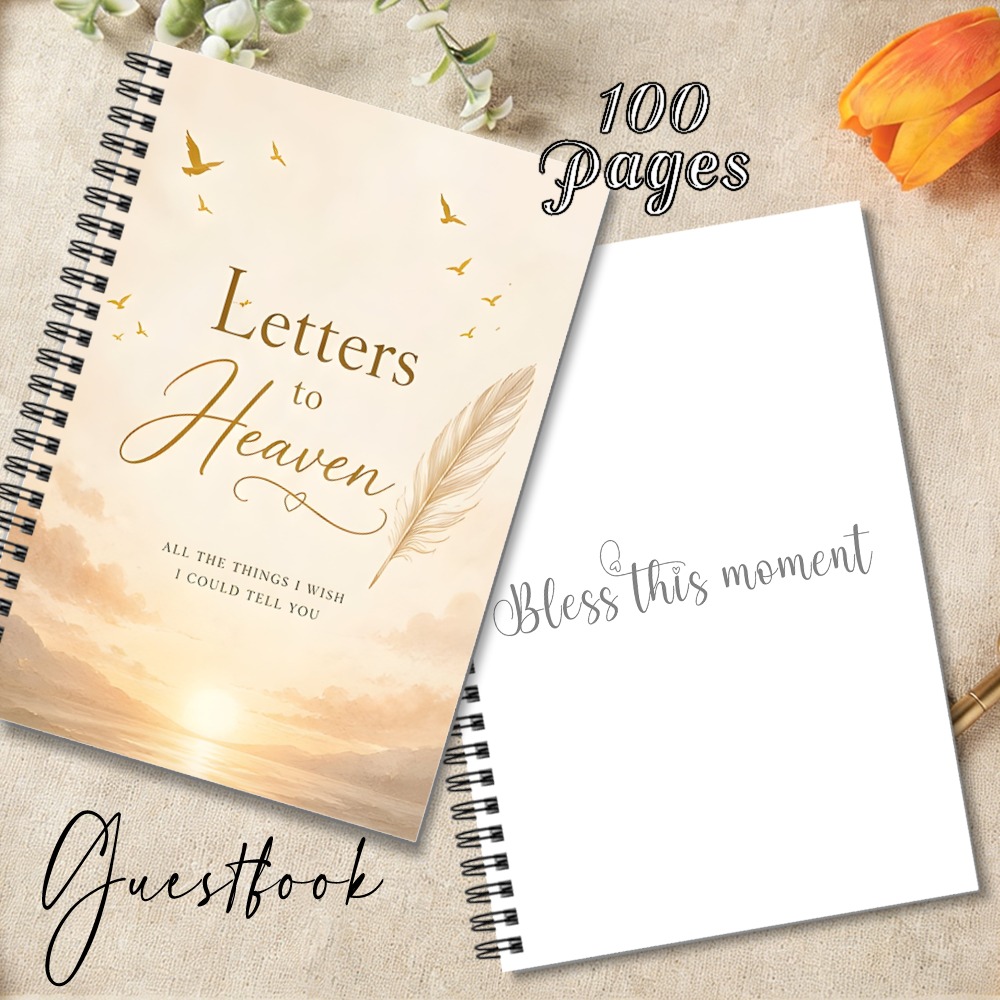 TEMU 1pc Letters Memorial Message Book, Guest & Signature Book, Sunset Themed, Ideal Gift For , Suitable For Memorial & Tribute Events