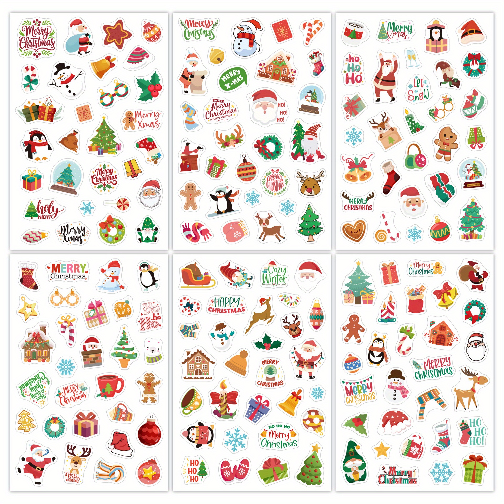 Image of 2026 Christmas Stickers, 179pcs, 6 Sheets Of Non-repeating Stickers, Christmas Tree, New Year, Santa Claus
