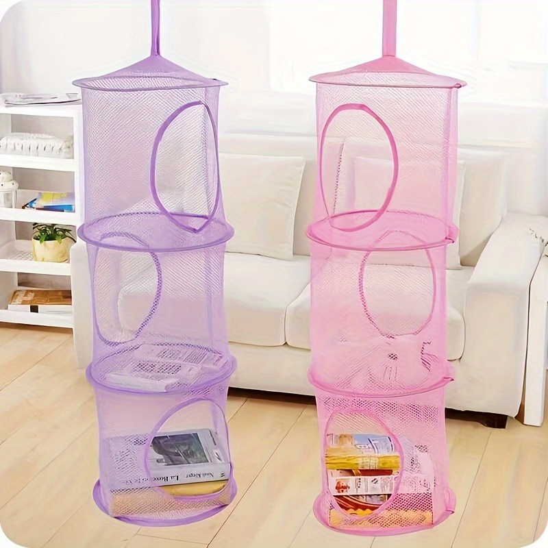 three layer foldable hanging net storage basket suitable for toys clothes socks underwear bath towels breathable plastic suitable for   room types and stores Product details 8