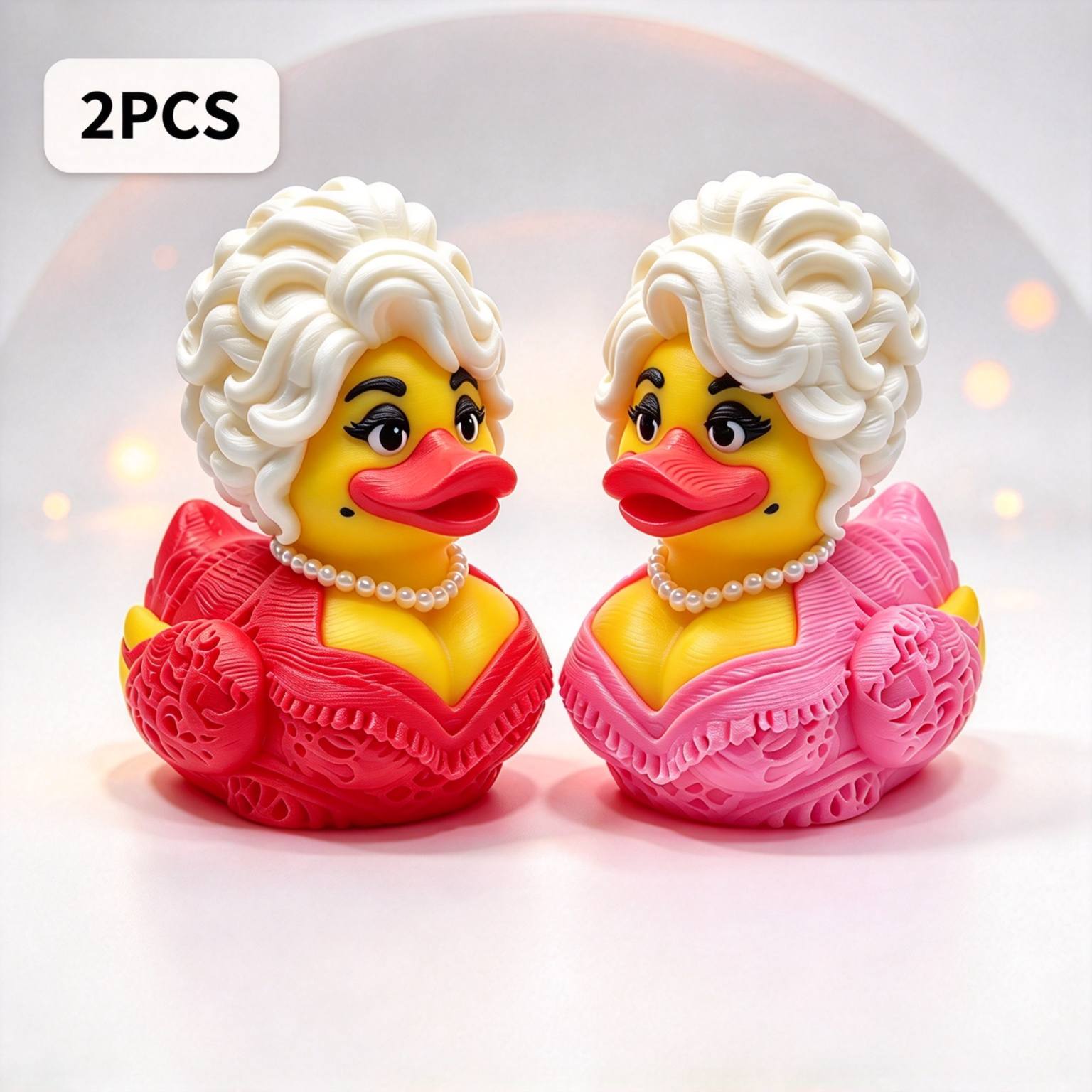 TEMU 2pcs Dolly Duck- 3d Printed Collectible, Cute Desktop And Car Decoration
