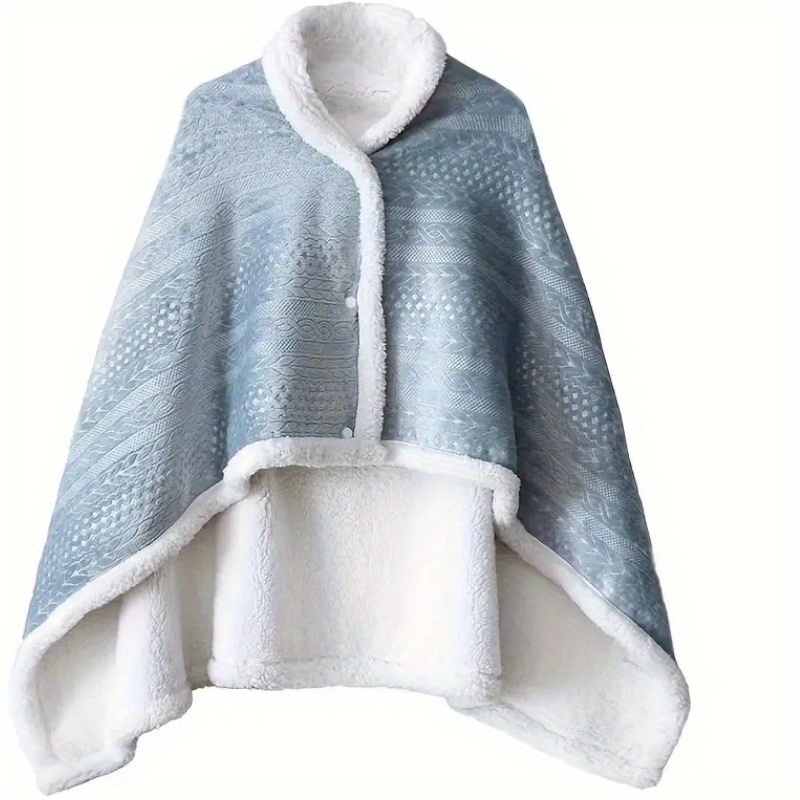 

Cozy Shawl - Fleece-lined Flannel Blanket, Soft Warm Nap Cape For Home & Travel