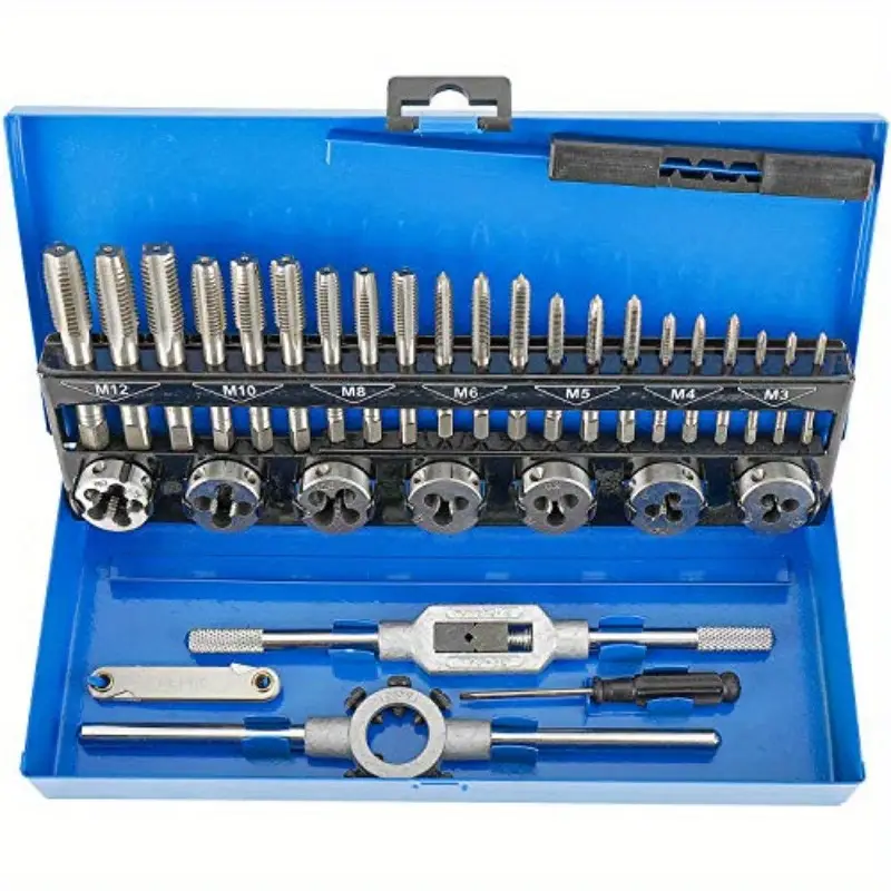 tap and die set 32pcs metric hardened steel tool set essential threading and rethreading tool with storage case details 0