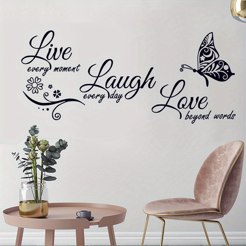 

Removable "live Laugh Love" Wall Sticker With & Floral Accents - Elegant Design For & Bedroom Decor, Plastic, Joy, Touch