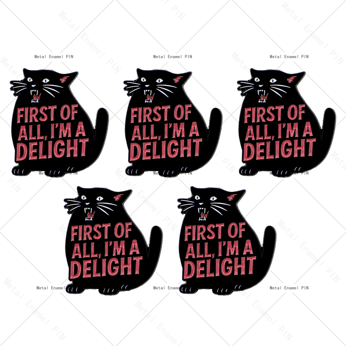 TEMU Lot de 5 épingles et broches en émail à revers avec citations de chat " TOUT, UN DÉLICE" pour sacs à dos, sacs, décoration de sac à dos cool,