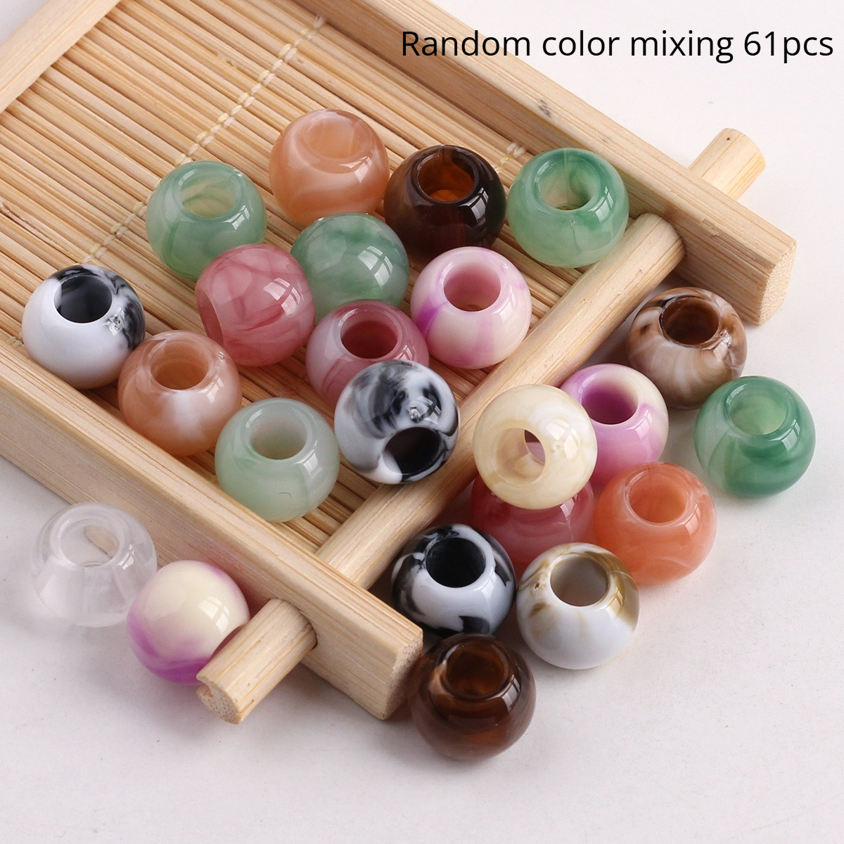TEMU Lot de 61 perles acryliques vintage de 10 mm à grand trou, fournitures pour bijoux, pièce d'art, fournitures pour loisirs créatifs et couture,