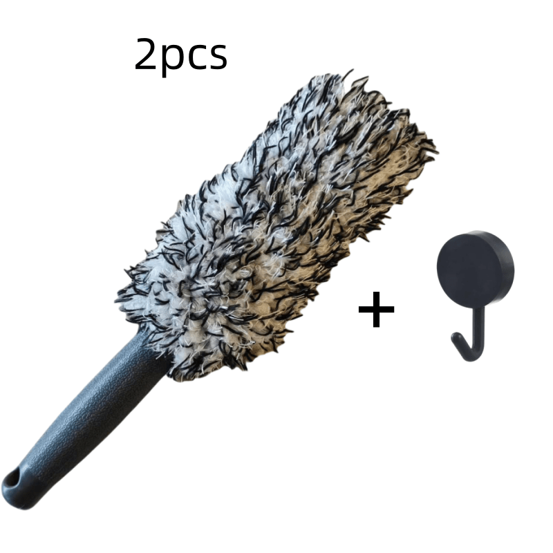 TEMU 2pcs Deep Cleaning Wheel Brush Set, Including A Long Handled Brush And A Complimentary Hook, Soft Bristles That Do Not Damage The Car Paint, And