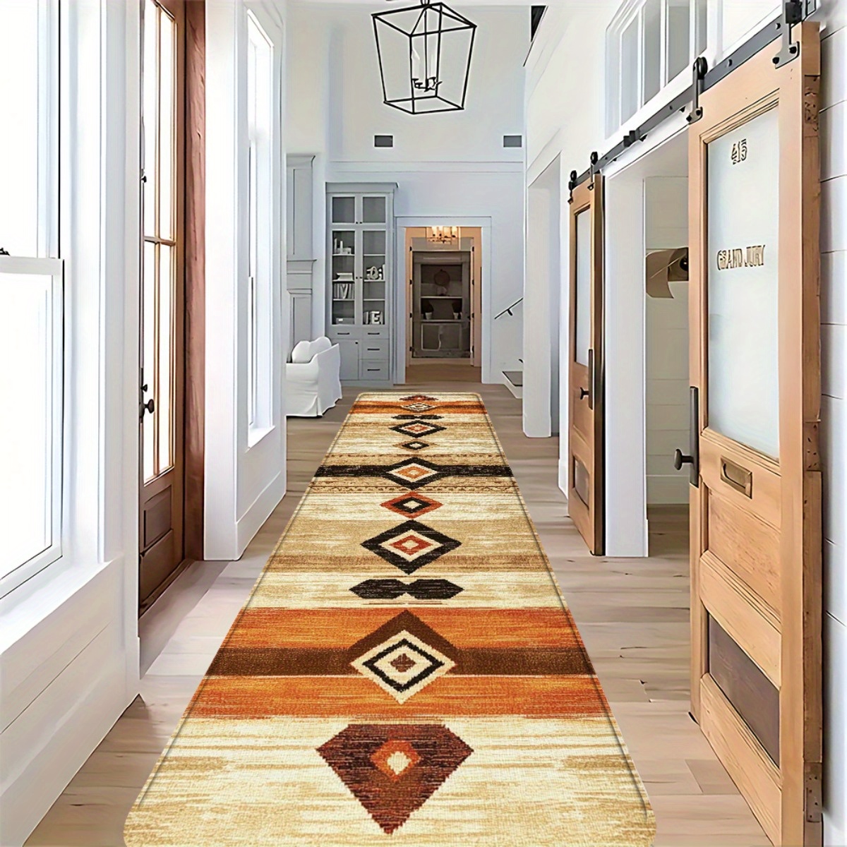 TEMU - 1pc Of European-style Earthy Geometric Striped Ethnic Pattern, Suitable For Various Settings, Home Decoration, Daily Or Festive Atmosphere