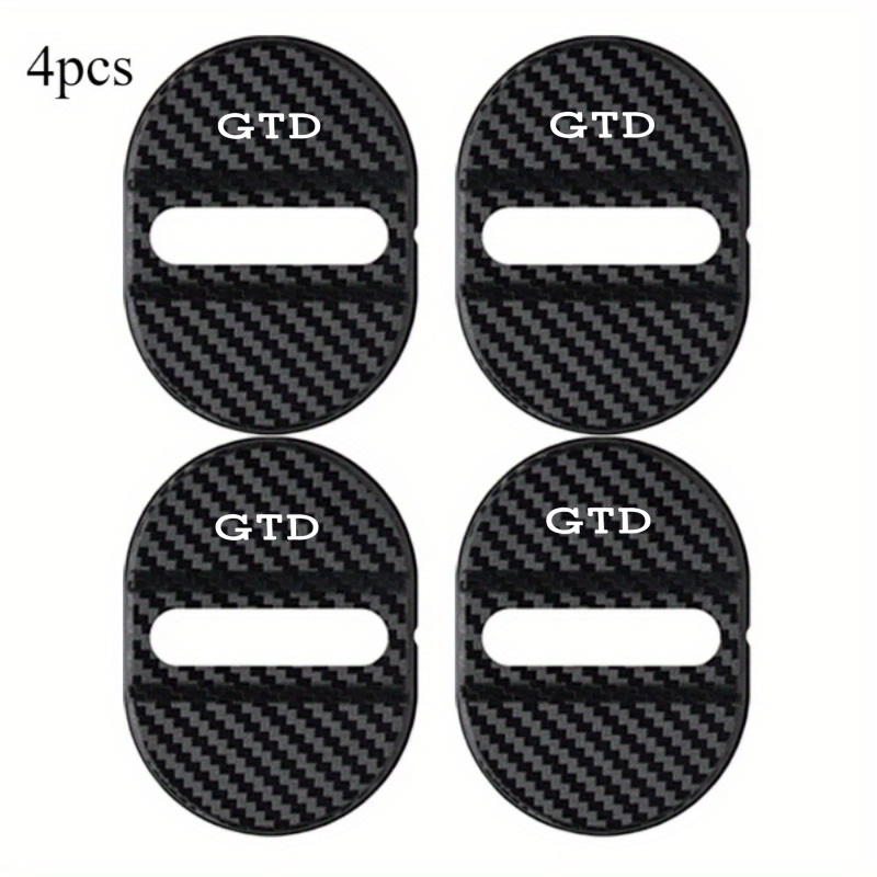 TEMU Gtd Carbon Fiber Textured Car Door Lock Protection Set Of 4pcs, Shock-absorbing, Noise-reducing, Sound-insulating, Adhesive Sealing Buffer Pads