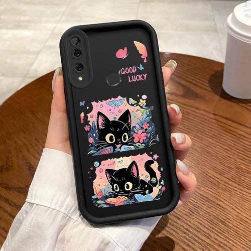item picture phone case suitable for huawei honor y9 prime 2019 ladder phone case with cute kitten anime design exquisite and durable trendy and behaved and quirky fashionable and cute for girls anti stain aesthetic