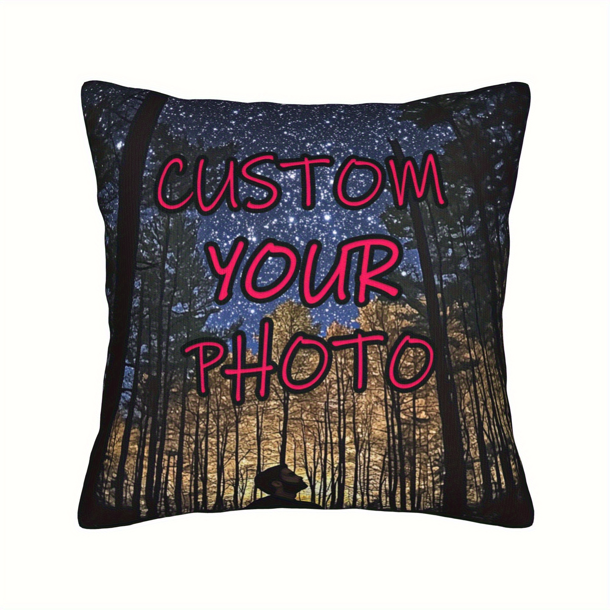 E-shop Individuelles Foto-Kissenbezug - Personalisiertes Plüsch-Set mit Bäumen Design, Fügen Sie hinzu. Weich & Bequem für Bett/Sofa. 45,72 cm x 45,72
