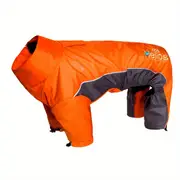 reflective adjustable dog jacket full bodied winter coat with leash attachment orange gray sizes extra small to large for all breeds reflective dog safety secure closure sturdy dog clothing dog winter clothes details 3