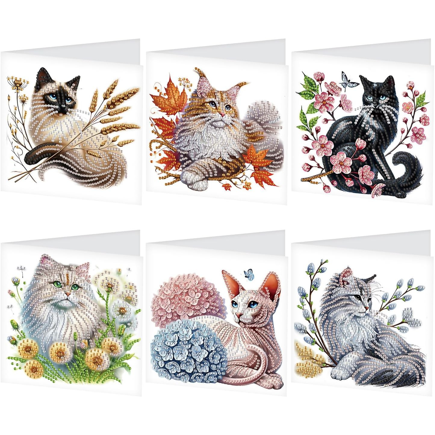 TEMU 12pcs (6 Greeting Cards + 6 Envelopes) Diamond Painting Greeting Cards, A Set Of 6, 5d Diamond Painting, Greeting Cards, Number Painting, Gift