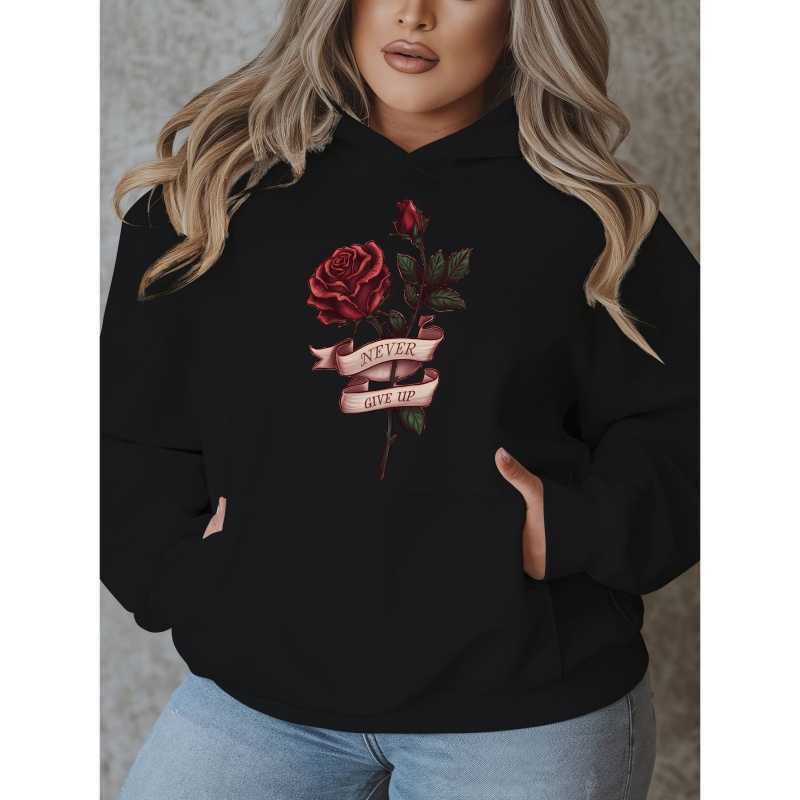 

1pc 's Plus Size Pullover " Give Up" Graphic, Long Sweatshirt For /