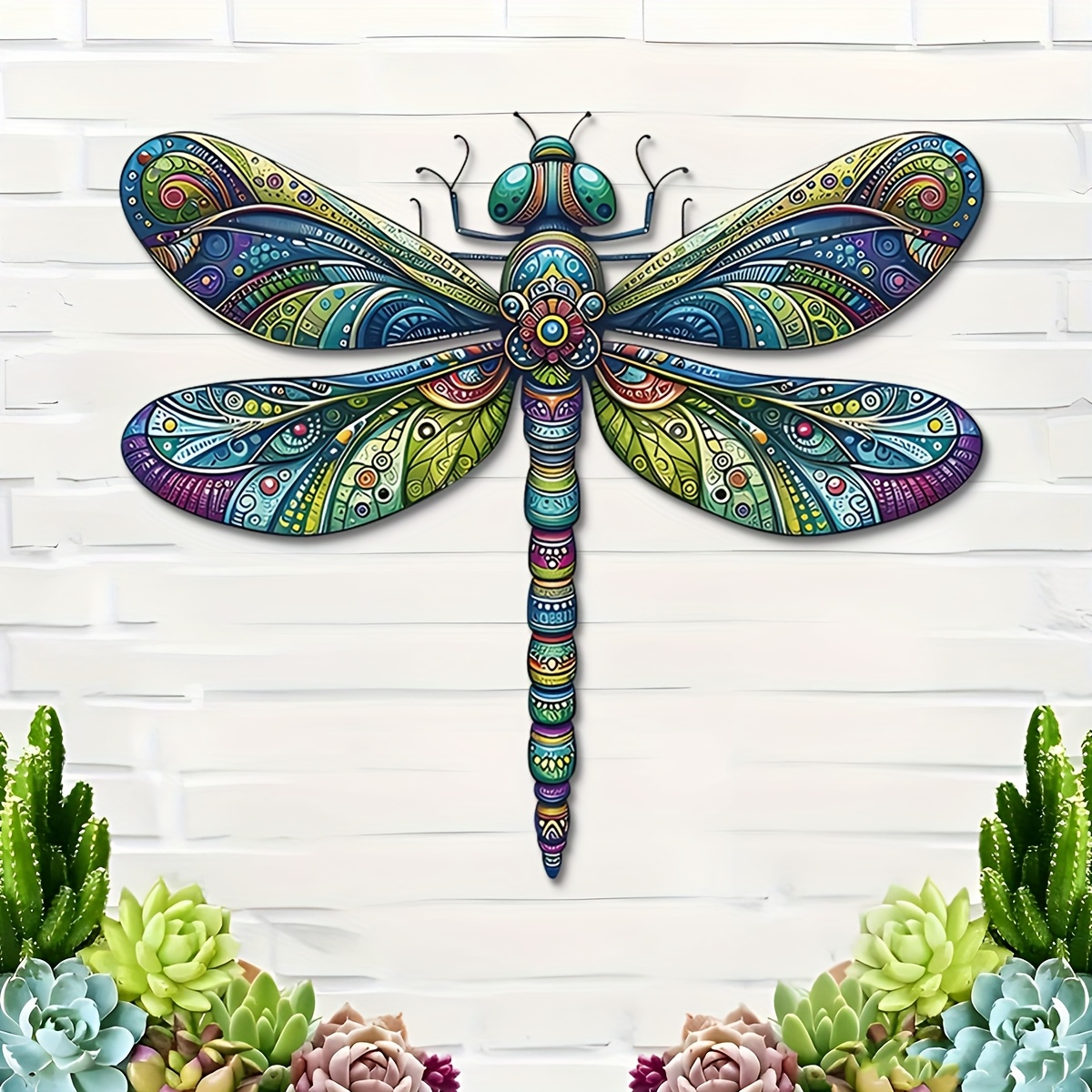 TEMU 2d Flat - 【2d Flat】 2d Flat - [2d Flat] 2d Plane, Vibrant Dragonfly Acrylic Wall Art, Colorful Garden Decor, Suitable For Home, Office, And