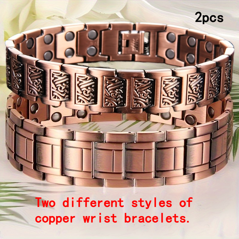 E-shop Zwei verschiedene Kupfer-Armbänder. Modisches Herren-Kupferarmband, 3X Magnetarmband, mit 3500 Magnet, verstellbare Größe, mit Größenwerkzeug,