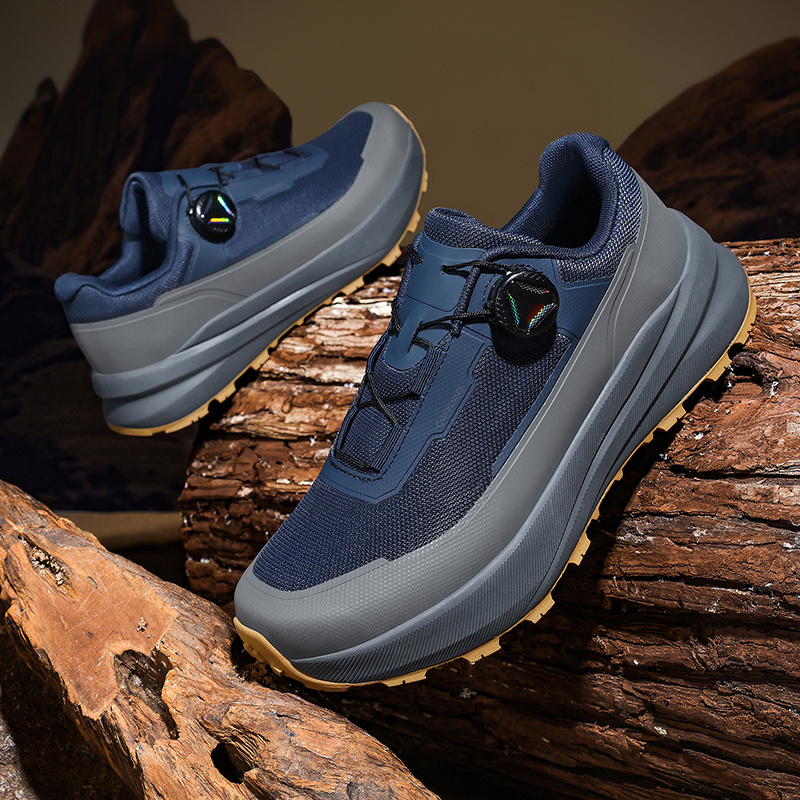 Twist Buckle Thick Sole Hiking Shoes, Men'S Outdoor Trekking Shoes, Anti-Slip Wear-Resistant Sneakers