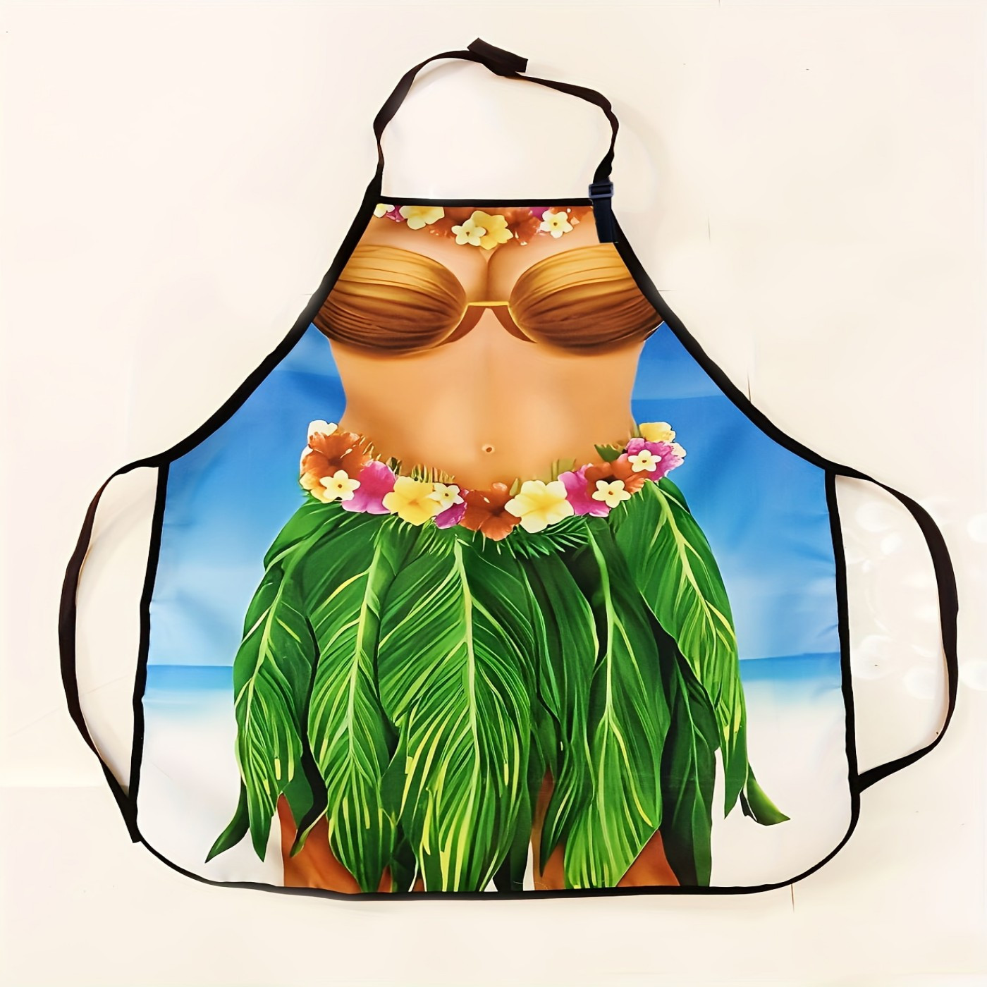 

1pc Tropical Shell Print Sleeveless Apron, Polyester Woven Kitchen Home Baking Work Apron With Adjustable Neck Strap