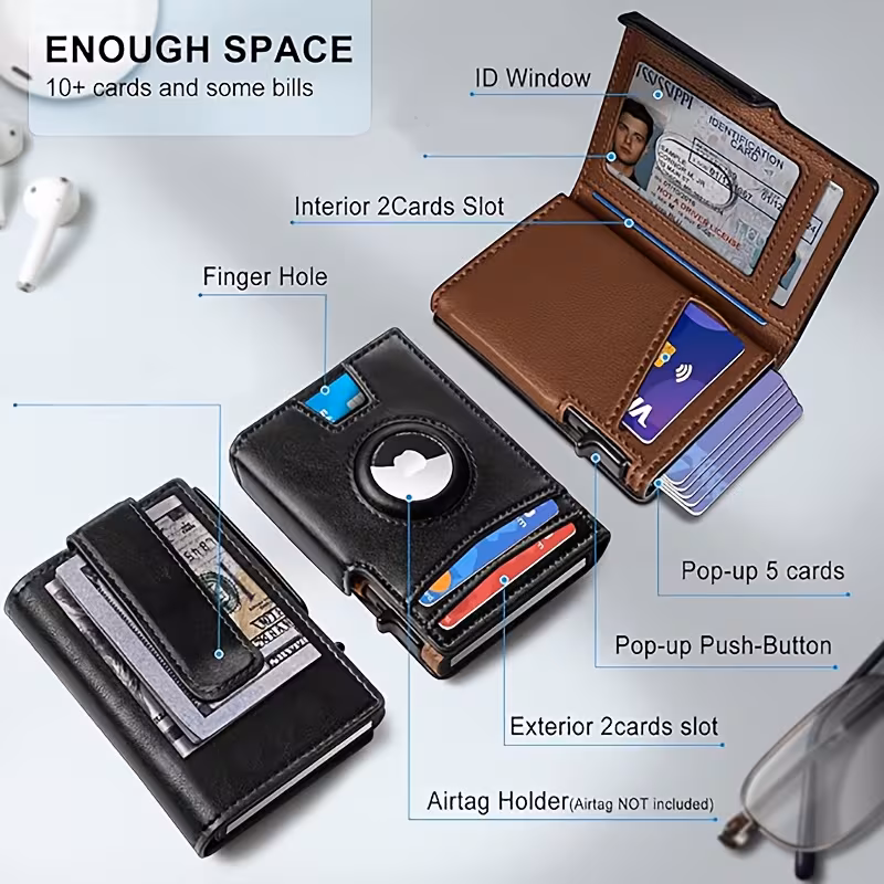 mens heavy duty rfid anti theft wallet automatic slot airtag compatible magnetic closure for and business trips ideal gift for men valentines day fathers day new years gift Product details 4