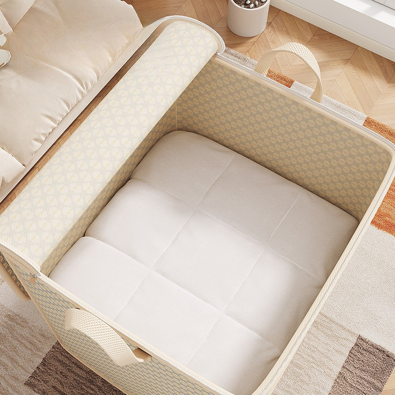 4pcs Large Foldable Storage Boxes with Lid, Non-Woven Set