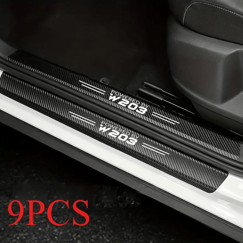 car   strip with   carbon fiber pattern wear resistant and anti stepping door welcome pedal night warning protection sticker   car model