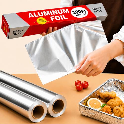 heavy duty extra thick large aluminum foil roll extra wide baking sheet oven grill deep fry resistant non commercial home kitchen use disposable grilling essentials