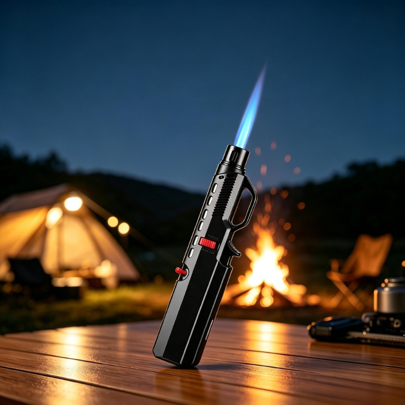 TEMU (without Built-in Butane Gas) 1800°c Windproof Refillable , Adjustable Flame Ignition & , Portable High Temperature Igniter For Camping, Bbq,