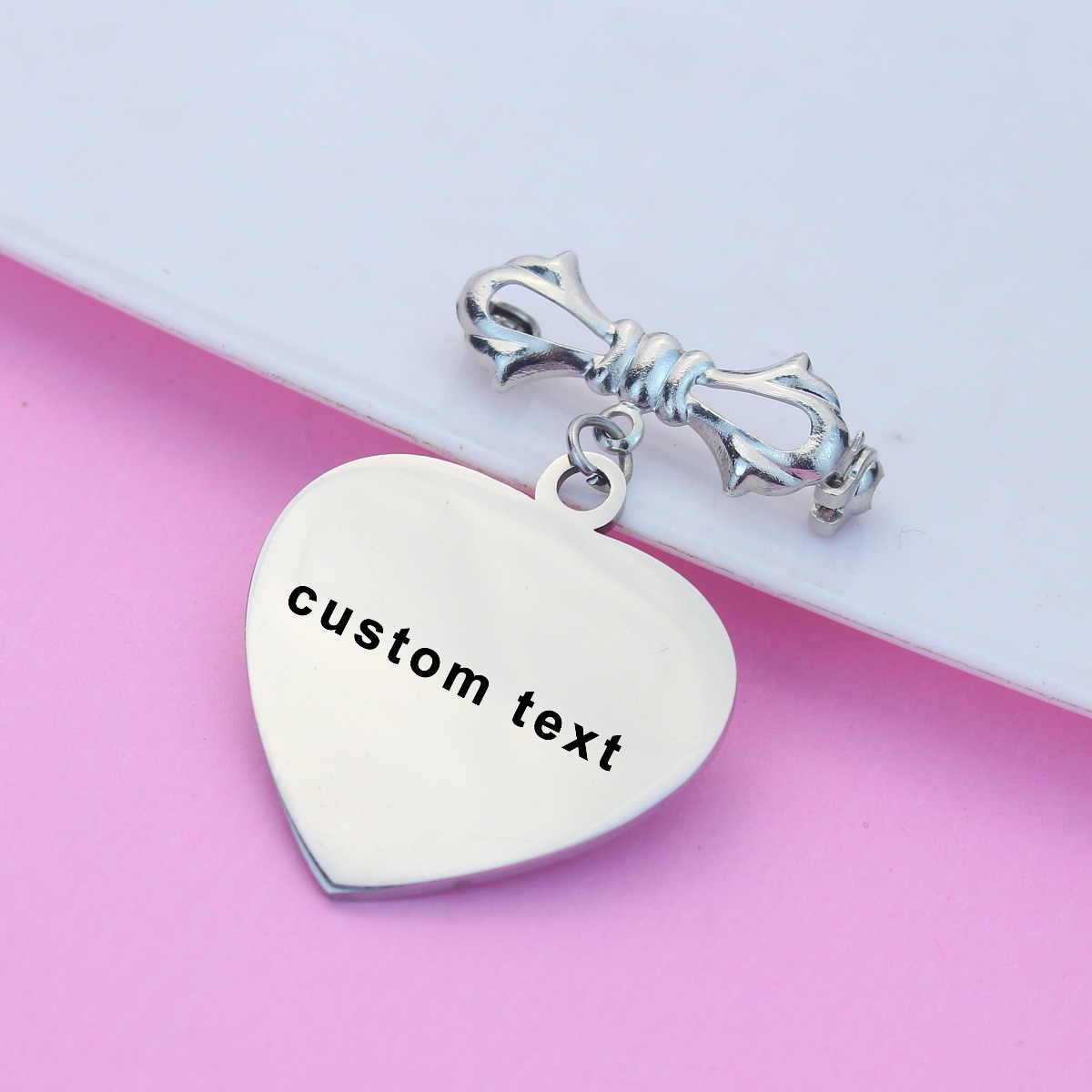 TEMU 1pc Of Personalized Stainless -shaped Pendant Brooch, Elegantly Designed With Laser Engraving, Perfect For Casual Outfits And Custom Additions