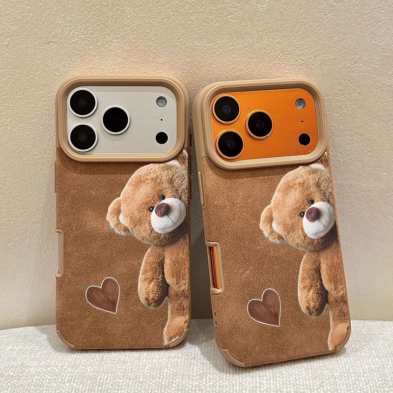 TEMU Phone Case: Phone Case - Luxurious Thickened Shockproof Phone Case, Teddy Bear , Brown Matte Material, Suitable For Iphone 17, 17 Pro, 17 Pro