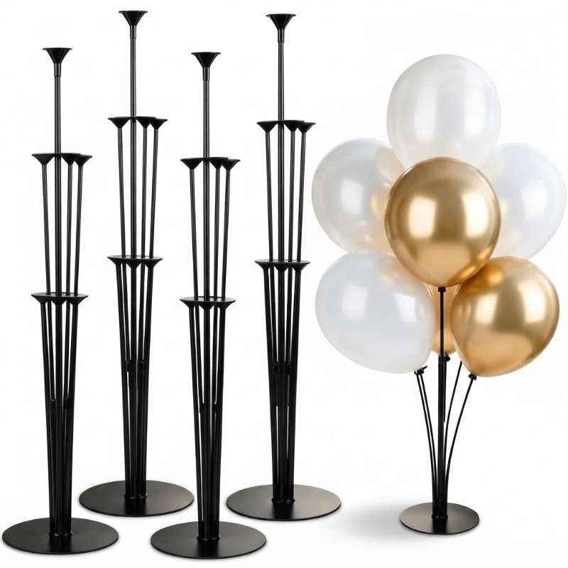 TEMU 1/2 Set Tabletop Stand Set With Round Base – Reusable Balloon Display Stand, Suitable For Tabletop And Floor Decor, Balloon Enhancement, Stable